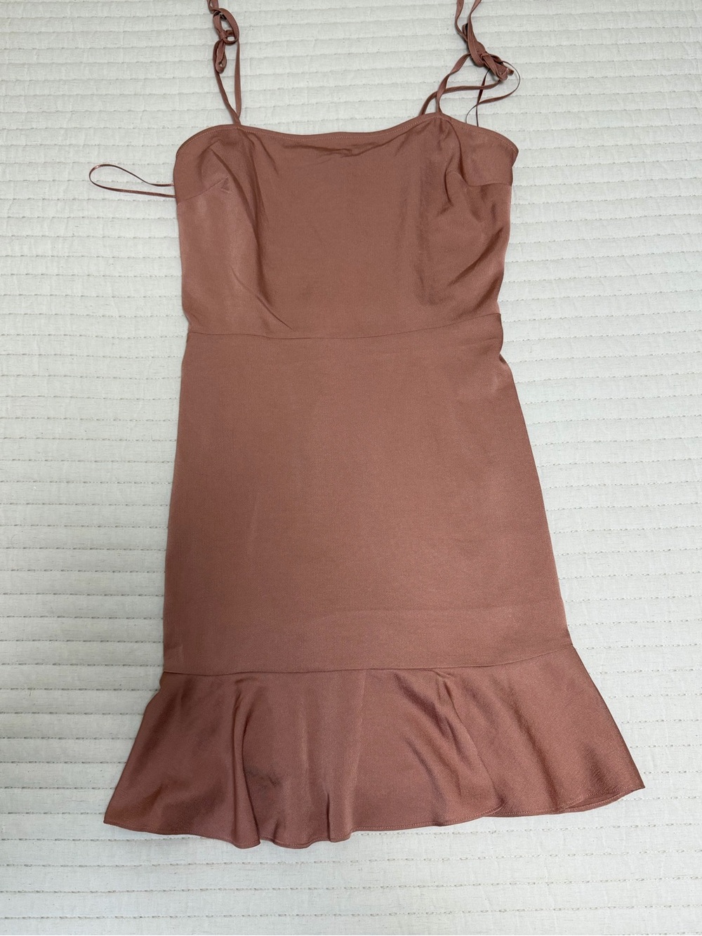 Express Dusty Mauve Mini Slip Dress with Ruffle Hem